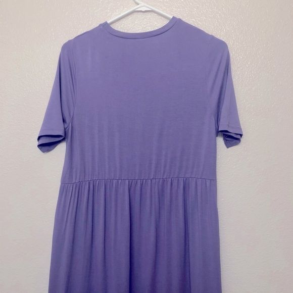 ASOS tiered smock t-shirt midi maxi cotton boho dress purple ash short sleeve -6 - Picture 11 of 16